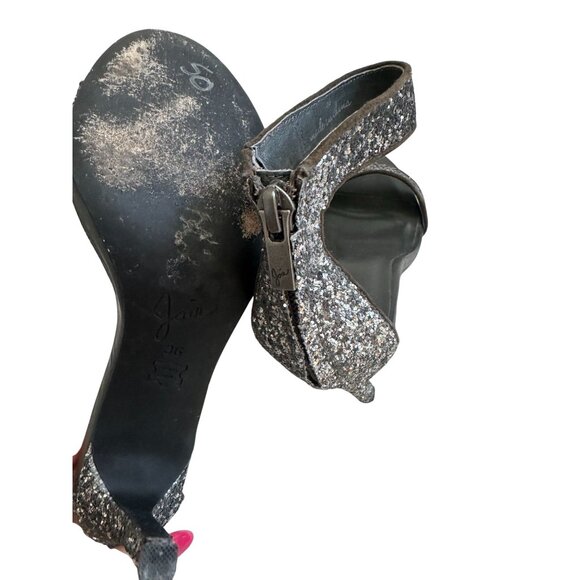 JOIE Pewter Silver Metallic Glitter Dress Heels Size 36 - Picture 5 of 7